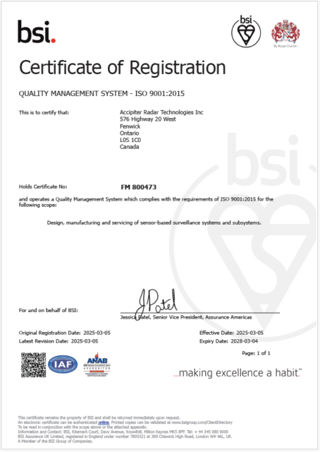 Accipiter ISO Certificate